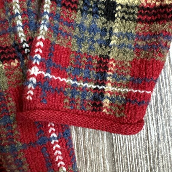 2/$18 SALE! Liz Claiborne Sweater Womens Size S Plaid‎ Red Wool Blend Boxy - Picture 3 of 7